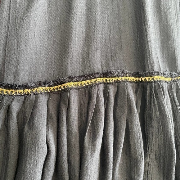 Free People Wild One Black Dress Small Embroidered Drop Waist Peasant Mini L/S - Picture 13 of 16